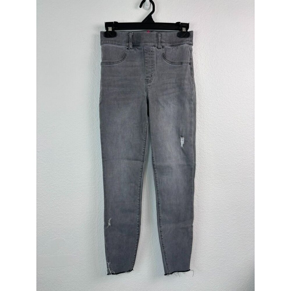 Spanx women's small grey distressed high rise jegging cut off ankle skinny jeans